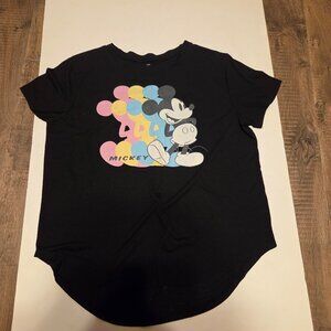 Disney Mickey Mouse Pastel Repeat Lightweight Knit Short Sleeve T-Shirt -Size XL